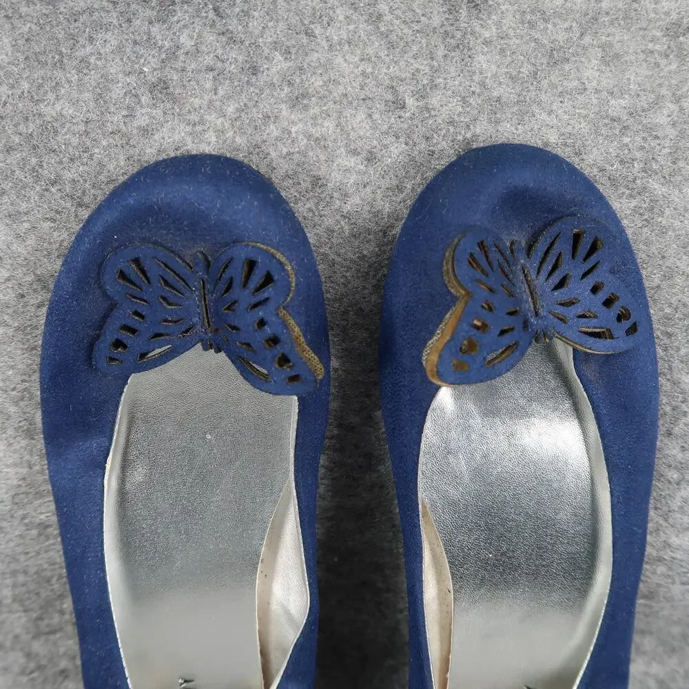 Old Navy Shoes Kids Girls 2 Ballet Flats Slip On Blue Butterfly Skimmer Loafer
